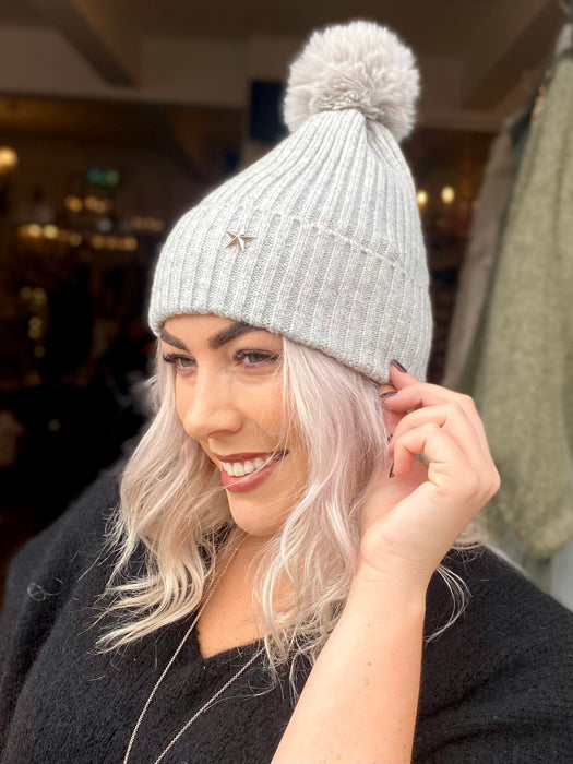 Pom Pom Hat - Grey