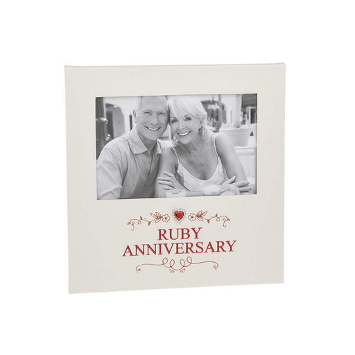 Ruby Anniversary 6" x 4" Photo Frame With Jewelled Heart - The Olive Branch & Lovely Libby's