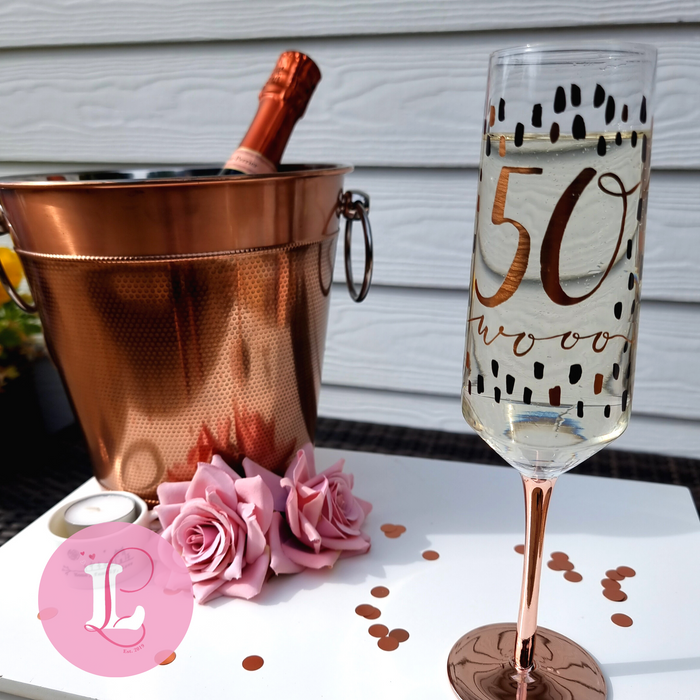 Luxe Birthday Champagne Flute - 50 Wooo