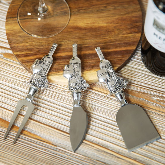 3 Piece Cheese Tool Set With Wine Themed Handles