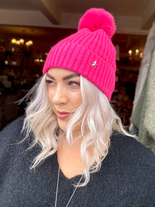 Pom Pom Hat - Fuchsia Pink