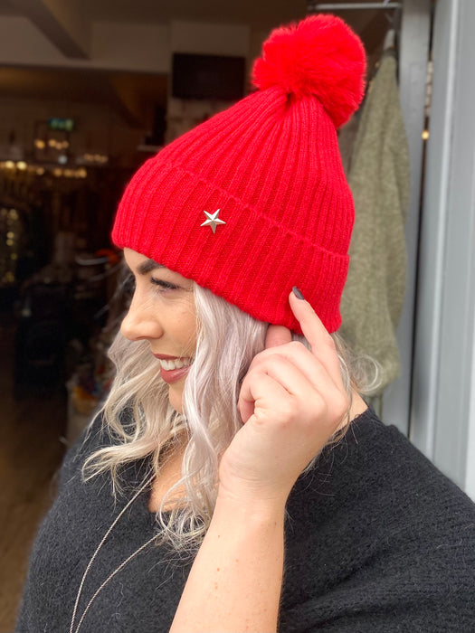 Pom Pom Hat - Red