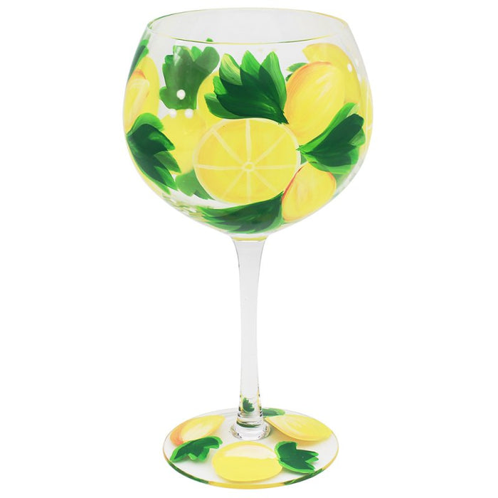 Handpainted Gin Glass by Lynsey Johnstone - Lemons pop