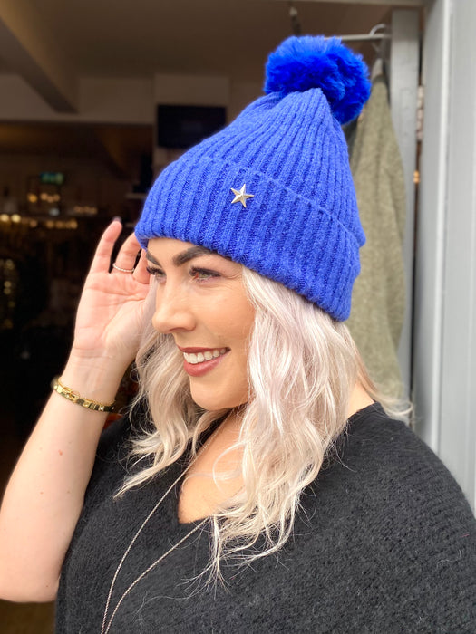 Pom Pom Hat - Cobalt Blue