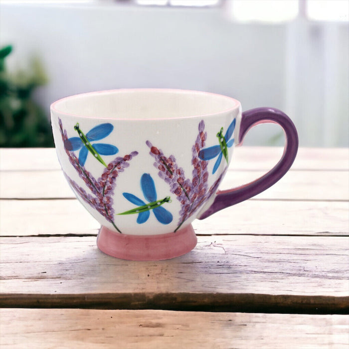 Handpainted Fine China Mug by Lynsey Johnstone - Dragonflies & Lavender
