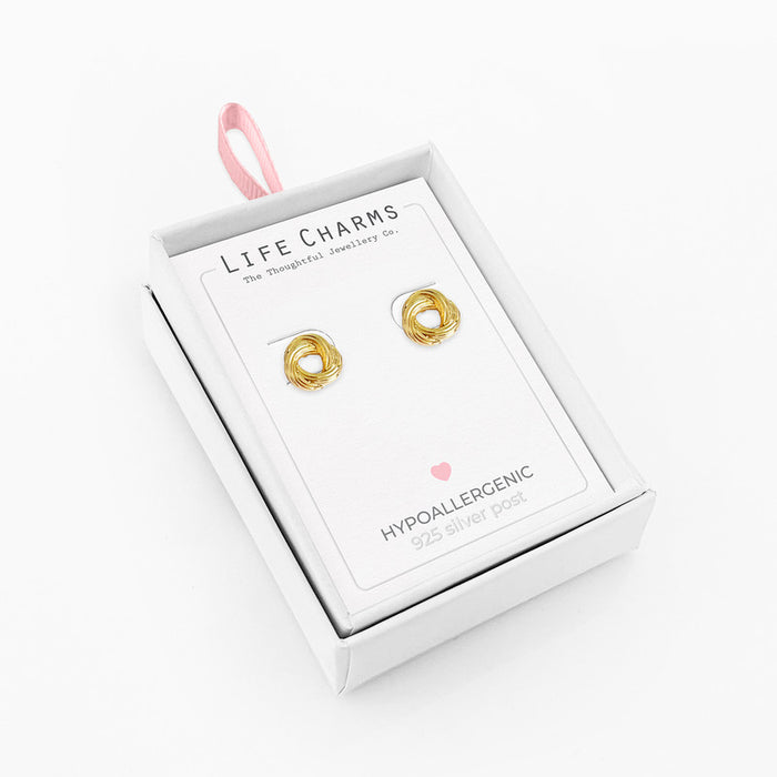 Gold Knot Stud Earrings by Life Charms