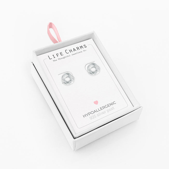 Silver Knot Stud Earrings by Life Charms