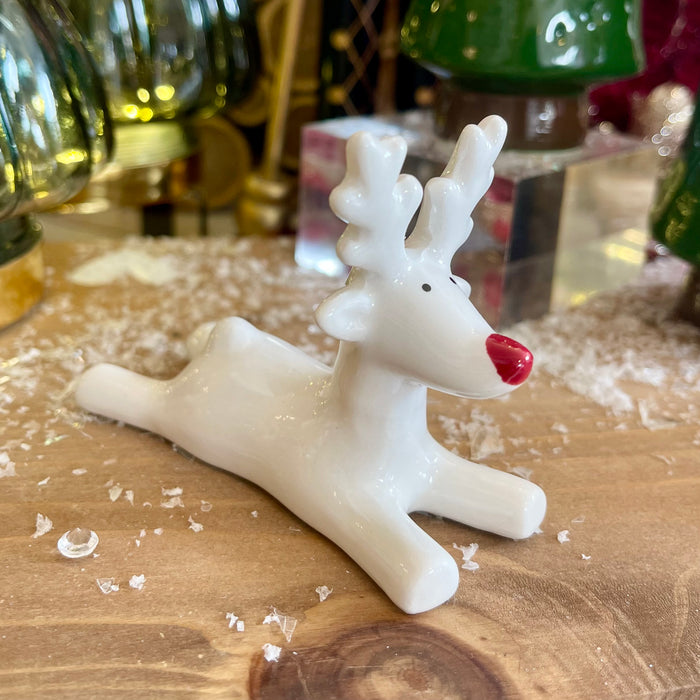Laying Down Ceramic Reindeer