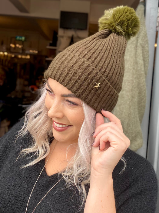 Pom Pom Hat - Khaki