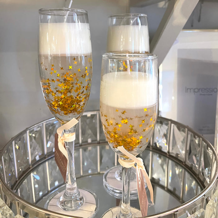 Champagne Sparkle Candle Gold - Small