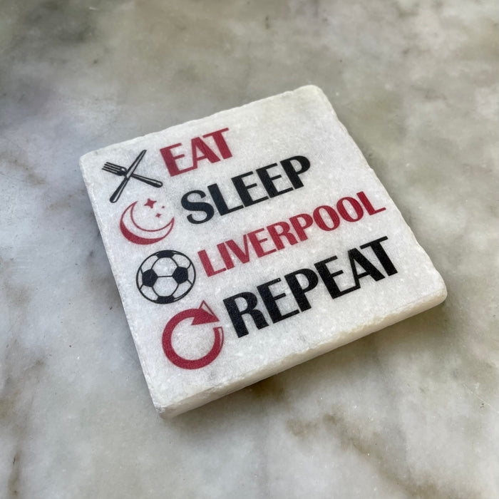 “Eat, Sleep, Liverpool, Repeat” Marble Coaster