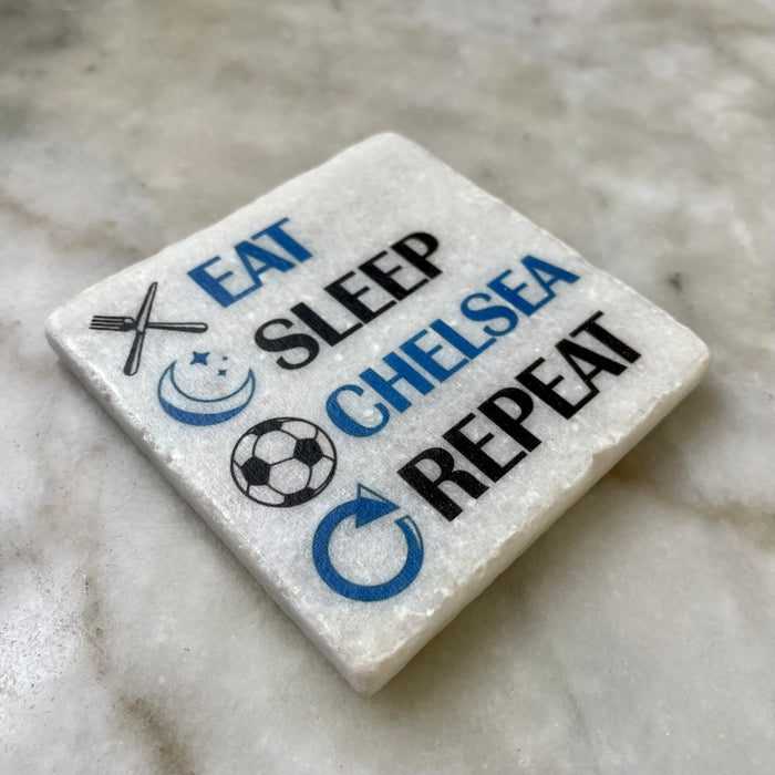“Eat, Sleep, Chelsea, Repeat” Marble Coaster