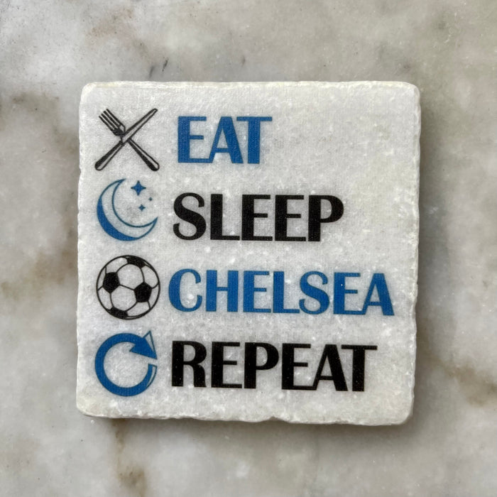 “Eat, Sleep, Chelsea, Repeat” Marble Coaster