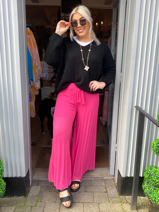 The Pleated Palazzo Trousers - Fuchsia Pink