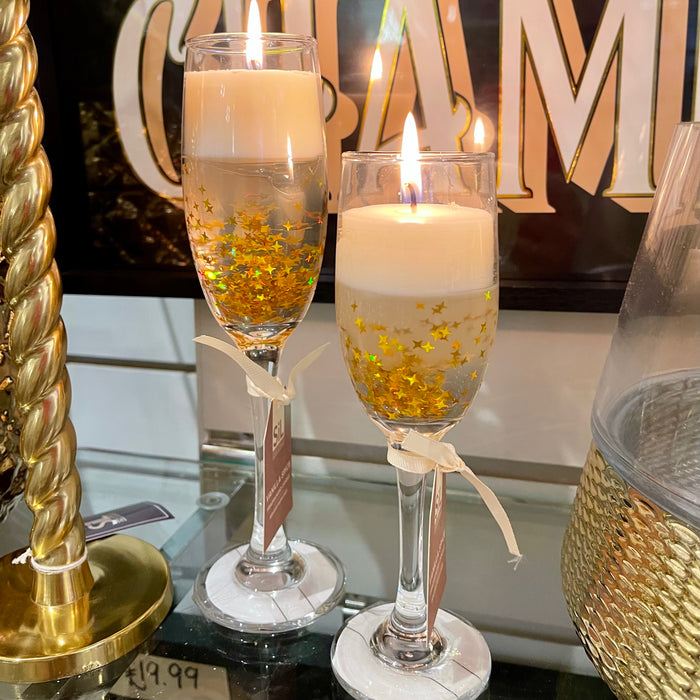 Champagne Sparkle Candle Gold - Small