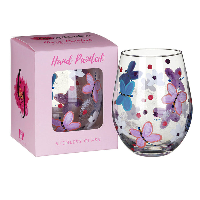 Hand Painted Stemless Tumbler by Lynsey Johnstone - Butterflies