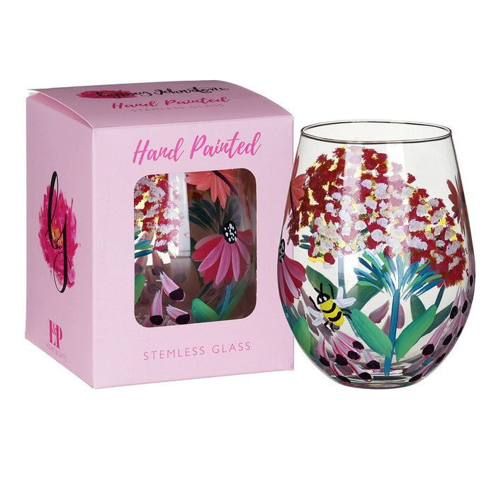 Hand Painted Stemless Tumbler by Lynsey Johnstone - Wild Garden
