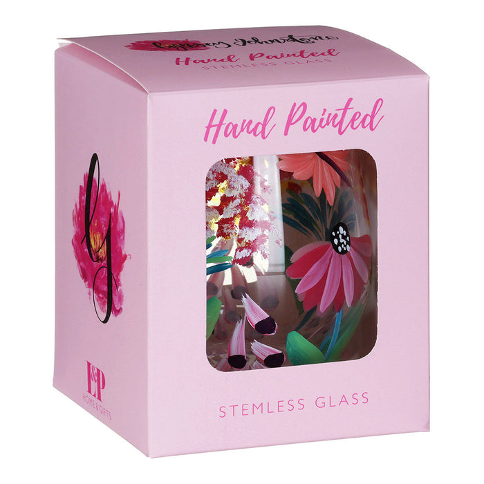 Hand Painted Stemless Tumbler by Lynsey Johnstone - Wild Garden