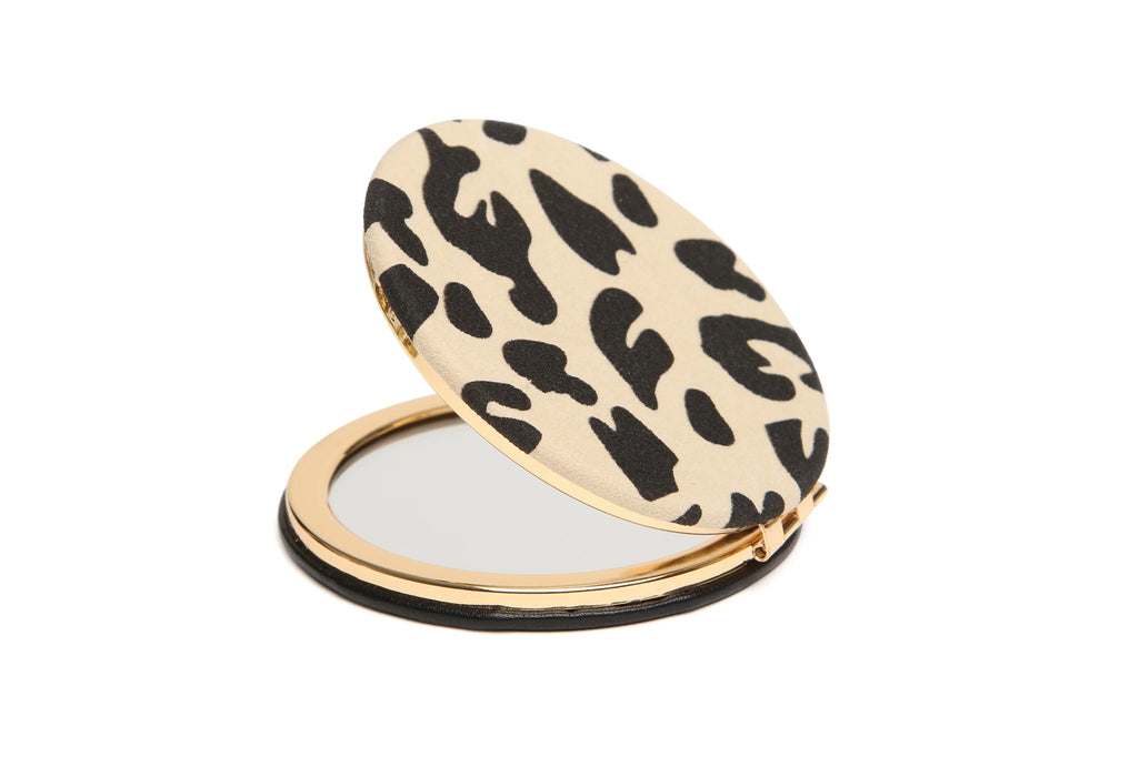 Light Leopard Print Compact Mirror by Alice Wheeler