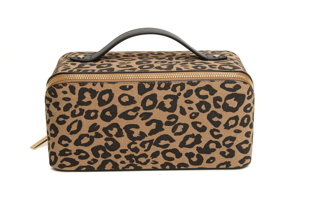 Dark Leopard Print Cosmetic Case by Alice Wheeler