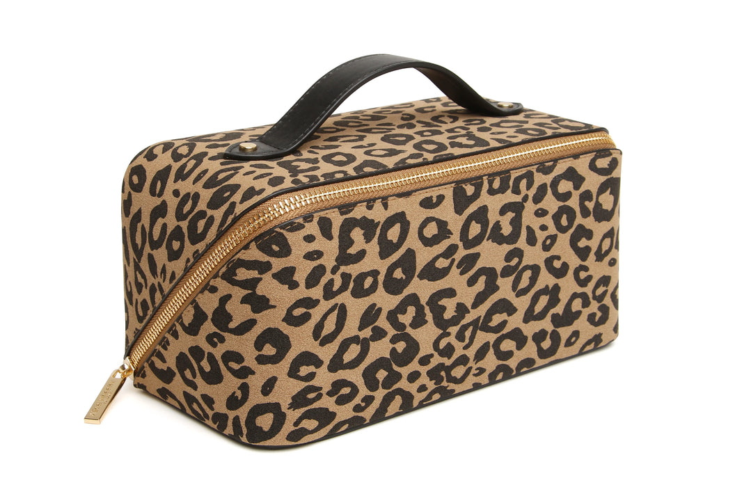 Dark Leopard Print Cosmetic Case by Alice Wheeler