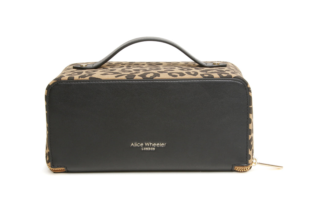 Dark Leopard Print Cosmetic Case by Alice Wheeler