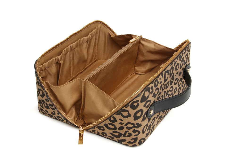 Dark Leopard Print Cosmetic Case by Alice Wheeler