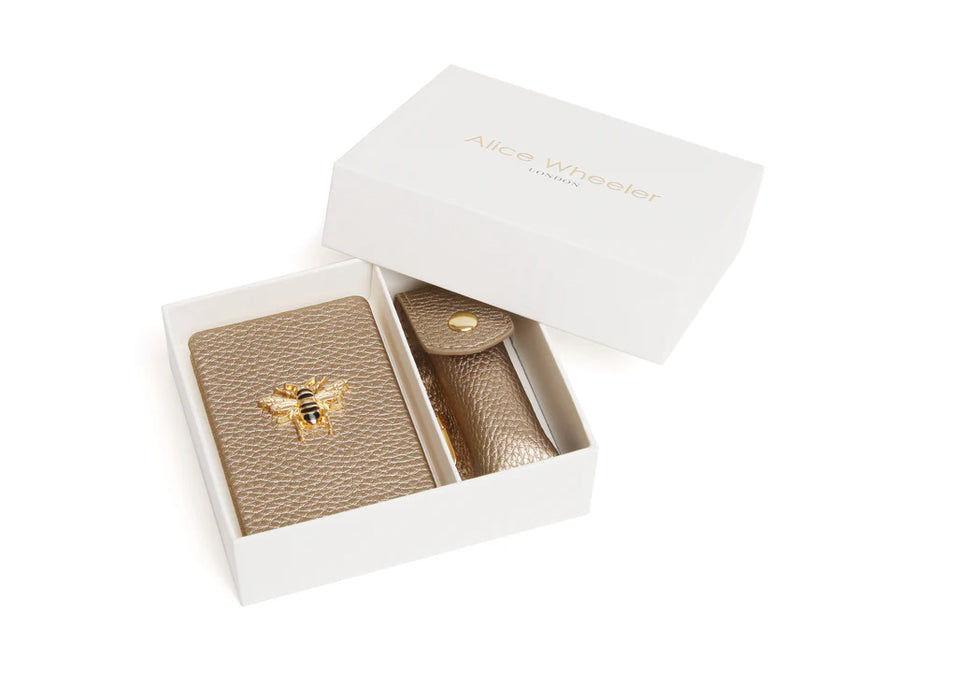 Bronze - Oblong Compact Mirror & Lipstick Holder Gift Set
