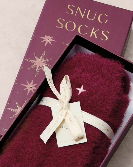 Katie Loxton Gift Boxed Fluffy Snug Socks - Cherry