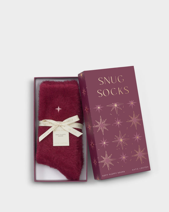 Katie Loxton Gift Boxed Fluffy Snug Socks - Cherry