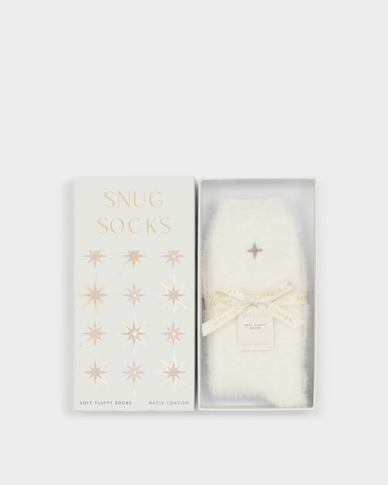 Katie Loxton Gift Boxed Fluffy Snug Socks - Off White