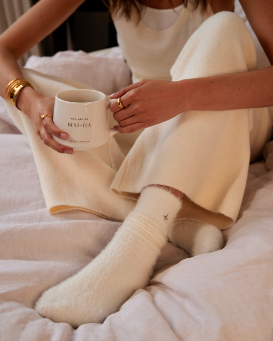 Katie Loxton Gift Boxed Fluffy Snug Socks - Off White