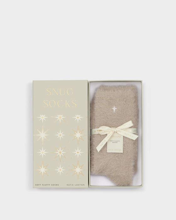 Katie Loxton Gift Boxed Fluffy Snug Socks - Taupe