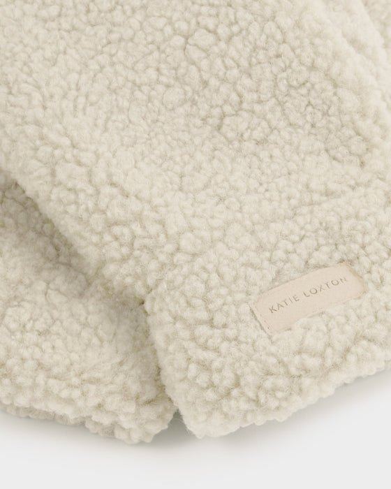 Katie Loxton Teddy Mittens With Cord - Cream