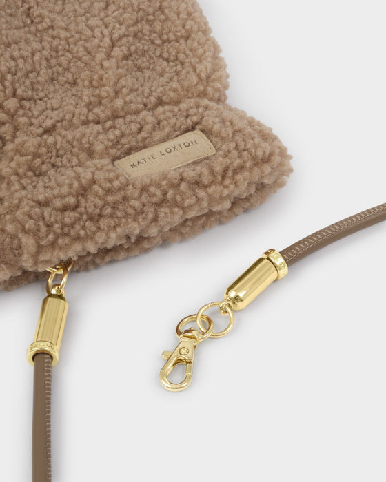 Katie Loxton Teddy Mittens With Cord - Tan