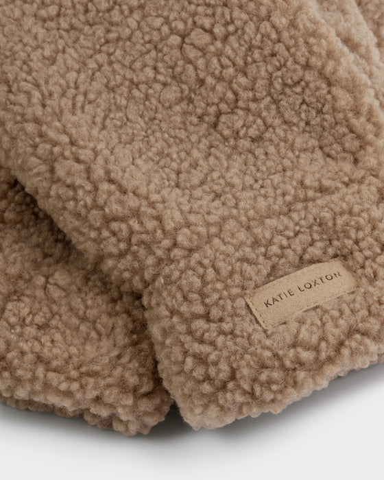 Katie Loxton Teddy Mittens With Cord - Tan
