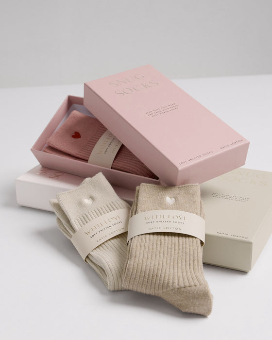 Katie Loxton Gift Boxed Heart Socks - Off White