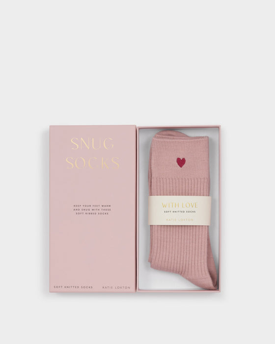 Katie Loxton Gift Boxed Heart Socks - Blush Pink