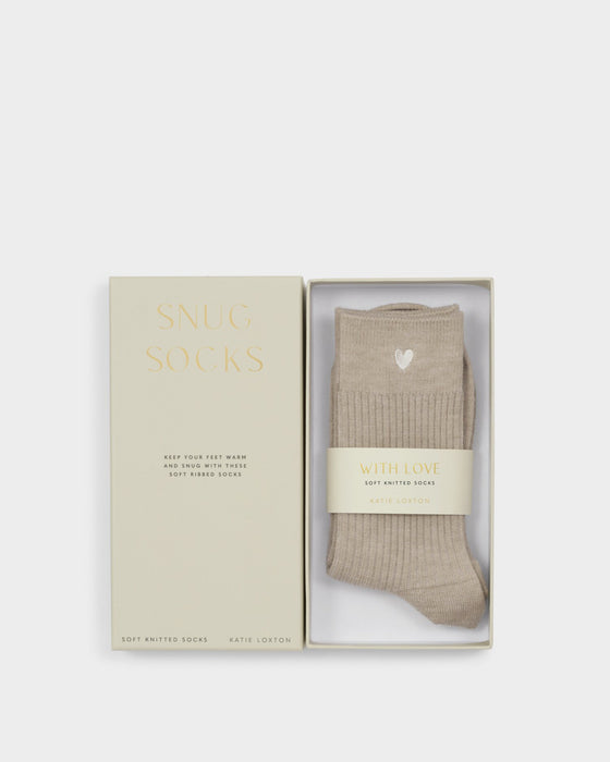 Katie Loxton Gift Boxed Heart Socks - Taupe