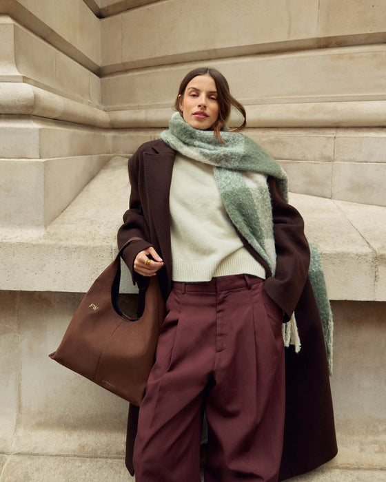 Recycled Check Tassel Scarf by Katie Loxton - Green