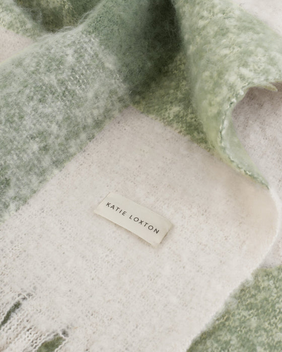 Recycled Check Tassel Scarf by Katie Loxton - Green