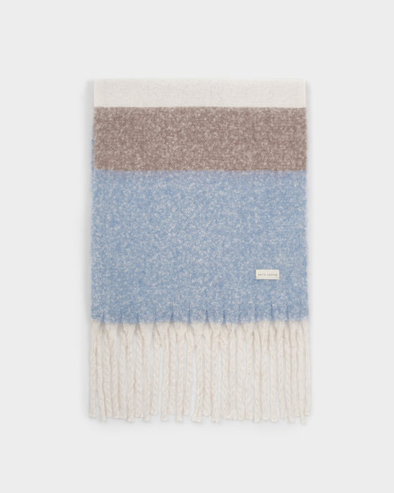 Recycled Check Tassel Scarf by Katie Loxton - Blue