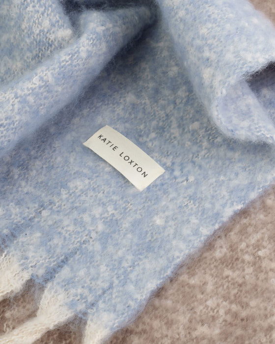 Recycled Check Tassel Scarf by Katie Loxton - Blue