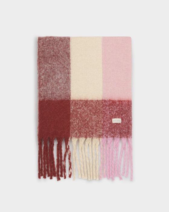 Recycled Check Tassel Scarf by Katie Loxton - Pink