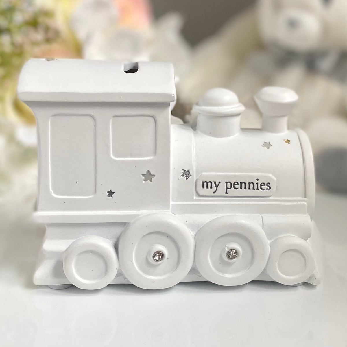 White Train Money Box by Bambino — Lovely Libby's
