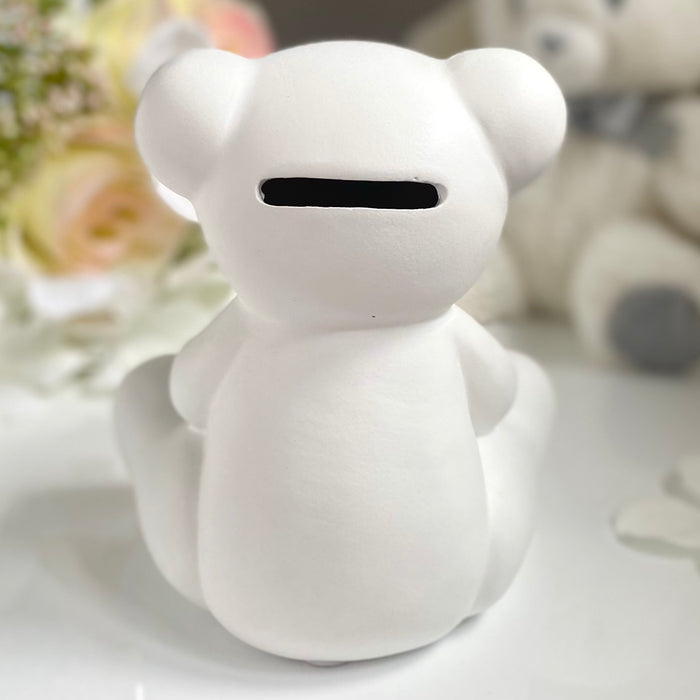 White Teddy Money Box by Bambino