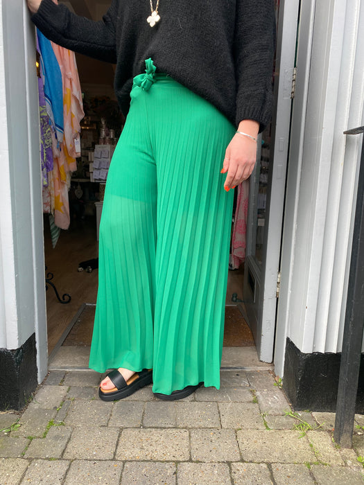 The Pleated Palazzo Trousers - Green