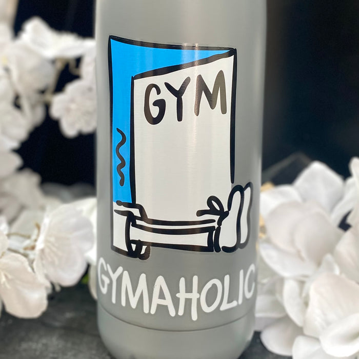 "Gymaholic" Stainless Steel Water Bottle by Chaps Stuff