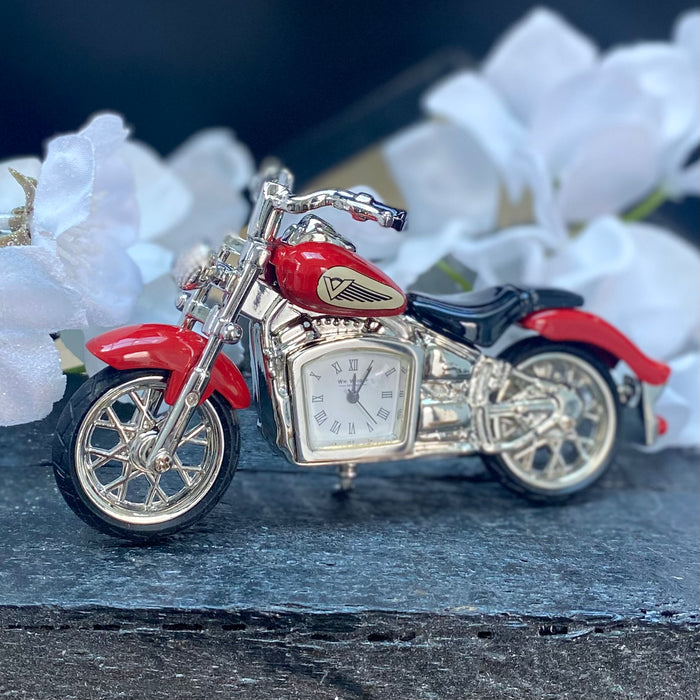 Red Indian Style Motorbike Miniature Clock