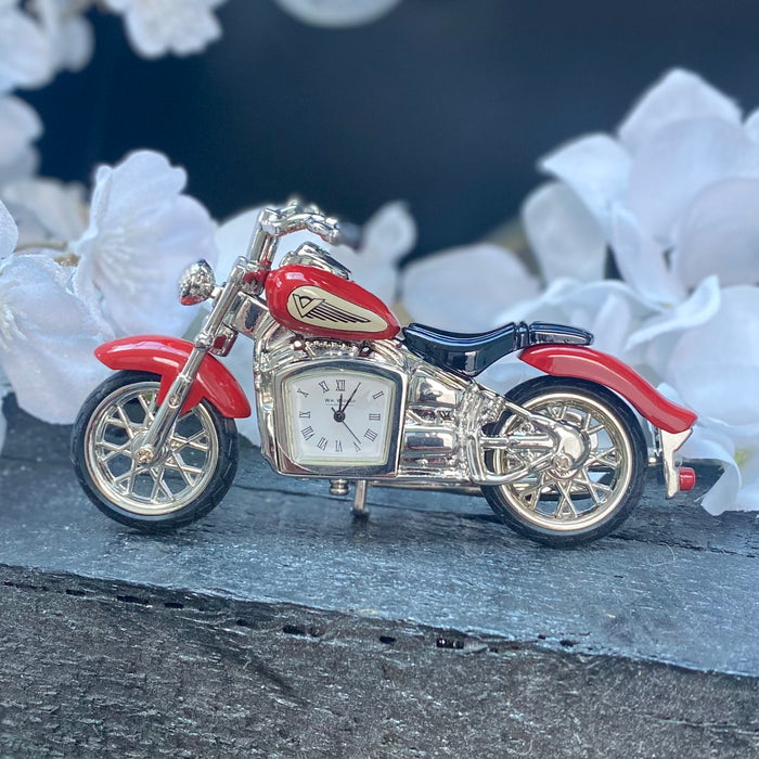 Red Indian Style Motorbike Miniature Clock